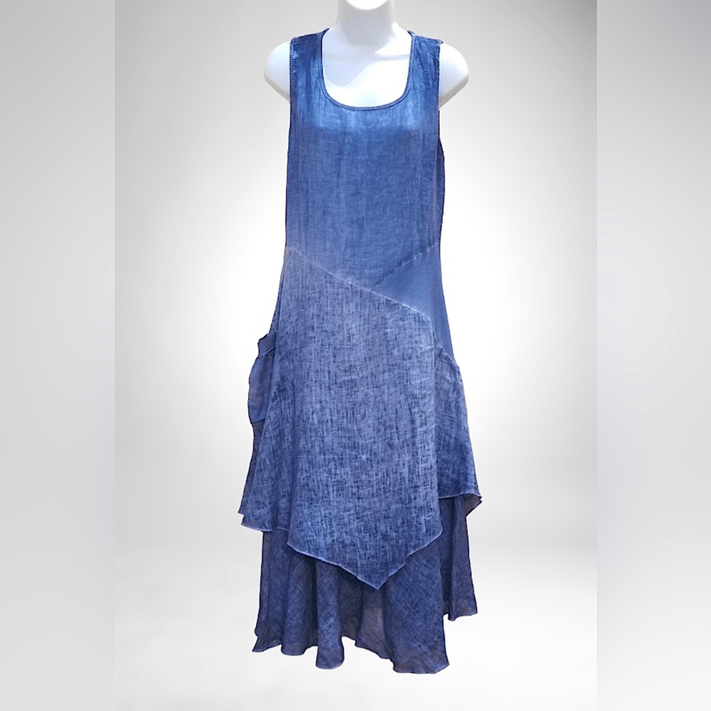 Inizio XL dress Flutter lavender purple midi pocket linen Italy